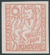 1945, 6 Pf. Hellrötlichorange Kinderhilfe, Ungezähnt, Postfrisch, Pracht, Gepr. Sturm, Mi. 300.- -> Automatically Genera - Other & Unclassified