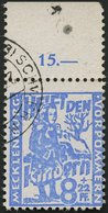 MECKLENBURG-VORPOMMERN 27a O, 1945, 8 Pf. Hellultramarin Kinderhilfe, Oberrandstück, Pracht, Gepr. Kramp - Other & Unclassified