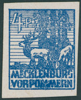 MECKLENBURG-VORPOMMERN 30XIII *, 1946, 4 Pf. Dunkelultramarin Mit Abart MM In Vorpommern Stark Beschädigt Und Verschmier - Sonstige & Ohne Zuordnung