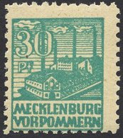 MECKLENBURG-VORPOMMERN 39zb **, 1946, 30 Pf. Dunkelopalgrün, Dünnes Papier, Pracht, Fotoattest Kramp, Mi. 1600.- - Sonstige & Ohne Zuordnung