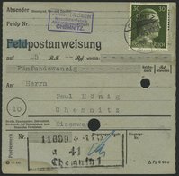 SÄCHSISCHE SCHWÄRZUNGEN AP 794I BRIEF, CHEMNITZ 1, 30 Pf. Auf (Feld)postanweisung, Pracht - Other & Unclassified