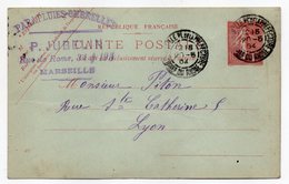 Entier Postal Semeuse Lignée -1904- N° 129 CP (407)--Marseille-13   Pour Lyon-69--cachets--JUBELIN-Parapluies-ombrelles - Standard Postcards & Stamped On Demand (before 1995)