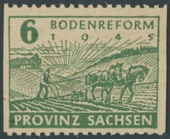 1945, 6 Pf. Grün, Fallende Papierstreifung, Waagerecht Gezähnt, Postfrisch, Pracht, Gepr. Ströh, Mi. 350.- -> Automatica - Altri & Non Classificati