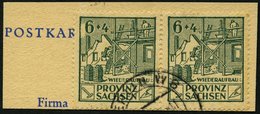 PROVINZ SACHSEN 87AX BrfStk, 1946, 6 Pf. Wiederaufbau, Gezähnt, Mit Abart Schraffurlinien Links Neben 6 Großflächig Fehl - Altri & Non Classificati