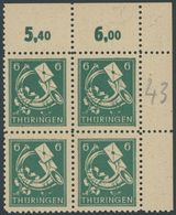 THÜRINGEN 95AXbs VB **, 1945, 6 Pf. Schwärzlichbläulichgrün, Vollgummierung, Hellchromgelbes Papier, Hochglanzgummierung - Sonstige & Ohne Zuordnung