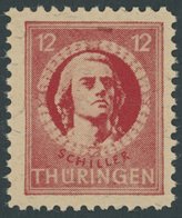 1945, 12 Pf. Karminrot, Vollgummierung, Gefasertes Papier, Postfrisch, Pracht, Gepr. Ströh, Mi. 550.- -> Automatically G - Autres & Non Classés