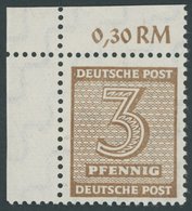 1945, 3 Pf. Dunkelbraunocker, Wz. 1X, Postfrisch, Pracht, Gepr. Ströh, Mi. 700.- -> Automatically Generated Translation: - Sonstige & Ohne Zuordnung