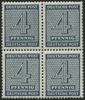 WEST-SACHSEN 127Xb VB **, 1945, 4 Pf. Blaugrau, Wz. 1X, Im Viererblock, Pracht, Gepr. Ströh, Mi. 200.- - Sonstige & Ohne Zuordnung