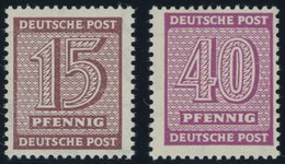 1945, 15 Pf. Lebhaftbraunkarmin Und 40 Pf. Lebhaftrotlila, Wz. 1Y, Postfrisch, Pracht, Gepr. Ströh, Mi. 320.- -> Automat - Sonstige & Ohne Zuordnung