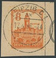 1946, 8 Pf. Lebhaftrotorange, Ohne Wz., Gelbliches Papier, Prachtbriefstück, Gepr. Ströh, Mi. (380.-) -> Automatically G - Andere & Zonder Classificatie