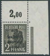1948, 2 Pf. Schwarzgraubraun, Oberrandstück, Plattendruck, Durchgezähnt, Postfrisch, Pracht, Gepr. Paul, Mi. 500.- -> Au - Andere & Zonder Classificatie