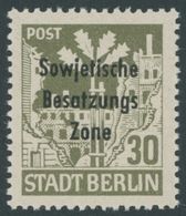 1948, 30 Pf. Schwärzlichbraunoliv, Aufdruck Einmal Normal Und Zusätzlicher Blinddruck, Postfrisch, Pracht, Gepr. Paul, M - Altri & Non Classificati