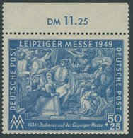 1949, 50 Pf. Dunkelkobalt Leipziger Messe, Oberrandstück, Postfrisch, Pracht, Gepr. Paul, Mi. 200.- -> Automatically Gen - Autres & Non Classés