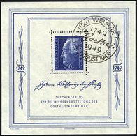 ALLGEMEINE-AUSGABEN Bl. 6 O, 1949, Block Goethe, Sonderstempel WEIMAR, Pracht, Mi. 300.- - Other & Unclassified