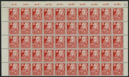 DDR 335vaXII **, 1953, 30 Pf. Rot Engels, Gestrichenes Papier, Wz. 2XII, 50x Im Bogenteil, Pracht, Mi. 1250.- - Used Stamps