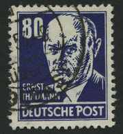 DDR 339zXII O, 1953, 80 Pf. Thälmann, Gewöhnliches Papier, Wz. 2XII, Pracht, Gepr. Schönherr, Mi. 60.- - Used Stamps