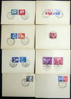 1949-51, Mi.Nr. 243-250, 273/4, 280/1, 282/3 Auf 8 Karten Mit Sonderstempel, Mi.Nr. 245 Und 250 Je Mit Ersttagsstempel,  - Andere & Zonder Classificatie