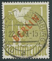 BERLIN 33 O, 1949, 1 M. Rotaufdruck, Zentrisch Gestempelt, Pracht, Gepr. Schlegel, Mi. 550.- - Autres & Non Classés