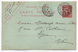 Entier Postal Semeuse Lignée -1904- N° 129 CP (403 )--Clermont Ferrand- 63   Pour Lyon-69--cachets-- - Standard Postcards & Stamped On Demand (before 1995)