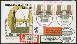 BERLIN 815 BRIEF, 1988, 120 Pf. St. Petri-Dom Im Waagerechten Viererstreifen Als Mehrfachfrankatur Auf Einschreiben/Rück - Sonstige & Ohne Zuordnung