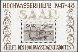 SAARLAND Bl. 2 **, 1948, Kleiner Block Hochwasserhilfe, Herstellungsbedingte Gummiknitter Im Rand, Pracht, Mi. 600.- - Andere & Zonder Classificatie