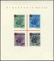 RHEINLAND PFALZ Bl. 1I/V (*), 1949, Block Rotes Kreuz, Type V: Roter Querbalken Des B In Blockpreis Verdickt, Pracht, Mi - Other & Unclassified