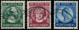 WÜRTTEMBERG 44-46 O, 1949, Goethe, Prachtsatz, Gepr. Schlegel, Mi. 110.- - Sonstige & Ohne Zuordnung