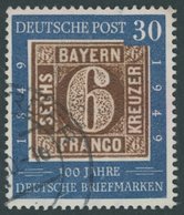 BUNDESREPUBLIK 115VI O, 1949, 30 Pf. 100 Jahre Briefmarken Mit Plattenfehler Weißer Schrägstrich Unter CH Im Unteren Deu - Usados