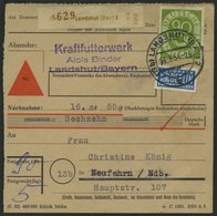 BUNDESREPUBLIK 138 BRIEF, 1954, 90 Pf. Posthorn, Einzelfrankatur Auf Nachnahme-Paketkarte Aus LANDSHUT, üblich Gezähnt P - Gebruikt