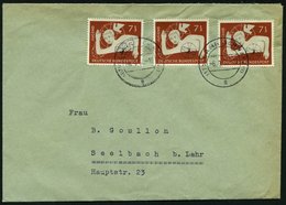 BUNDESREPUBLIK 232 BRIEF, 1956, 7 Pf. Jugend, 3x Auf Prachtbrief, Mi. 100.- - Used Stamps