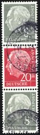 ZUSAMMENDRUCKE S 50YII O, 1960, Heuss Wz. Liegend 8 + 20 + 8, Nachauflage, Pracht, Gepr. Schlegel, Mi. 350.- - Gebruikt