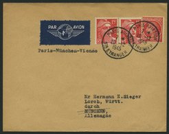 ERST-UND ERÖFFNUNGSFLÜGE 2335 BRIEF, 20.12.49, Paris-München, Franz. Frankatur, Kein Ankunftsstempel, Prachtbrief - Storia Postale