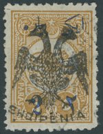 ALBANIEN A 3 O, 1913, 2 Pa. Auf 5 Pa. Ockergelb, Pracht, R!, Gepr. E. Diena Und Fotoattest Bühler, Mi. 2000.- - Albanië