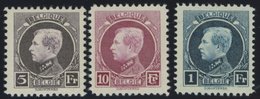 BELGIEN 183/4,190C **, 1922-25, 5, 10, Und 1 Fr. König Albert I, Gezähnt C, Postfrisch, 3 Prachtwerte, Mi. 110.- - Autres & Non Classés