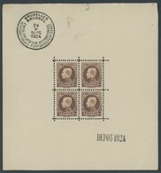 BELGIEN 186KB **, 1924, 5 Fr. Internationale Briefmarkenausstellung Im Kleinbogen (4), Leichte Randunebenheiten Sonst Pr - Altri & Non Classificati