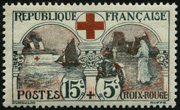 FRANKREICH 136 *, 1918, 15 C. Rotes Kreuz, Falzrest, Pracht, Mi. 150.- - Autres & Non Classés