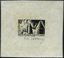 FRANKREICH (*) , Nicht Verausgabt: 1938, 90 C. Carcassone, Einzelprobedruck In Schwarz, Pracht, RR! - Autres & Non Classés