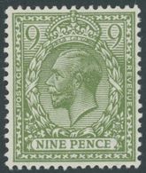 GROSSBRITANNIEN 153 *, 1922, 9 P. Oliv, Wz. 12, Falzrest, Pracht - Usados