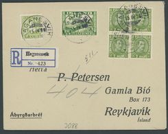 1938, 3 Verschiedene Werte: Mi.Nr. 160 (4x),175 Und 185 Auf Einschreibbrief Mit Seltenen Stempeln HAGANESVIK Und Proviso - Other & Unclassified