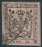 MODENA 2II O, 1852, 10 C. Schwarz Auf Rosa, Type II, Breitrandig Mit Teilen Aller Trennlinien, Kabinett, Mi. (80.-) - Modena