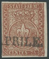 1855, 25 C. Rotbraun, Rechtes Randstück, Kabinett, Gepr. E. Diena, Mi. (300.-) -> Automatically Generated Translation: 1 - Parma