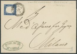 1860, 20 C. Blau Mit Stempel BOZZOLO Auf Brief Nach Milano, Pracht -> Automatically Generated Translation: 1860, 20 C. B - Sardinien