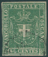 TOSCANA 18a O, 1860, 5 C. Grün, Pracht, Gepr. Bühler, Mi. 200.- - Tuscany
