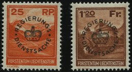 DIENSTMARKEN D 9/10 *, 1933, 25 Rp. Valünatal Und Naafkopf Und 1.20 Fr. Burg Vaduz, Falzrest, Pracht, Mi. 135.- - Dienstmarken