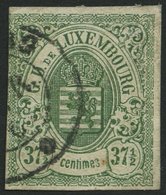 LUXEMBURG 10 O, 1859, 371/2 C. Grün, Links Teils Leicht Berührt Sonst Vollrandig Pracht, Mi. 250.- - Sonstige & Ohne Zuordnung