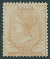 MALTA 1x *, 1863, 1/2 P. Mattbraun, Weißes Papier, Ohne Wz., Falzreste, Feinst, Mi. 800.- - Gebraucht