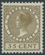 NIEDERLANDE 189A *, 1926, 35 C. Braunoliv, Wz. 2, Falzrest, Pracht - Sonstige & Ohne Zuordnung