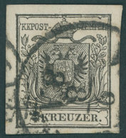 ÖSTERREICH BIS 1867 2Ya O, 1854, 2 Kr. Schwarz, Maschinenpapier, Type IIIb, Voll-breitrandig, Pracht, Gepr. Dr, Ferchenb - Used Stamps