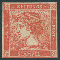 ÖSTERREICH BIS 1867 9 *, 1856, 6 Kr. Zinnober, Sog. Zinnoberroter Merkur Mit Vollem Frischen Originalgummi, Lupen-engvol - Used Stamps