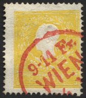 ÖSTERREICH 10Ib O, 1858, 2 Kr. Tiefdunkelgelb, Type I, Roter Stempel WIEN, Helle Stellen Sonst Pracht, Fotobefund Dr. Fe - Used Stamps
